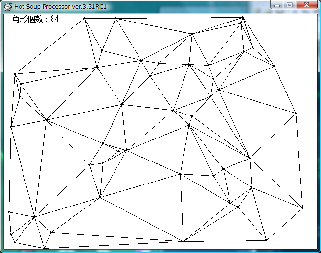 ランダムな点を三角形でつないだドロネー図