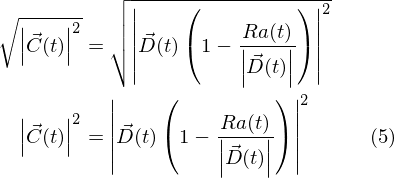 |C(t)|^2 = |D(t) * ( 1 - ra(t) / |D(t)| )|^2